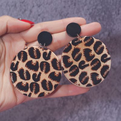 Vintage Leopard Round Dangle Earring Party Earrings