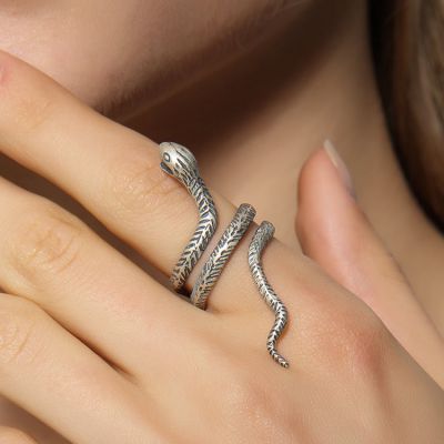 Vintage Sterling Silver Snake Wrap Ring Adjusatble Ring
