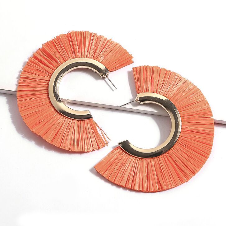 Fan tassel hoop discount earrings