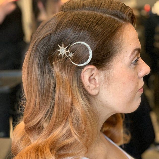 Vintage Rhinestones Moon Star Hair Clips Set Bridal Hair Pins 3 Pack