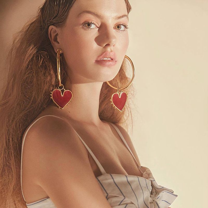 Francesca's Jemma Heart Charm Hoop Earrings | CoolSprings Galleria