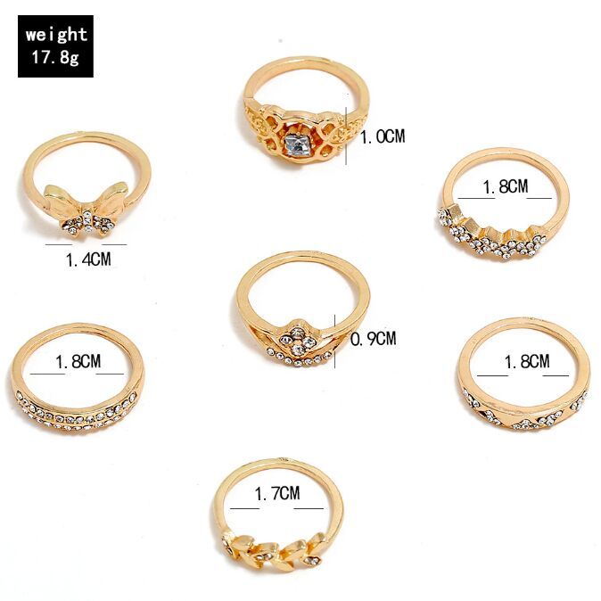 22pcs Heart Shaped Fashionable Rings, Minimalist Diamond Inlay Bohemian  Geometric Ring Set | SHEIN USA
