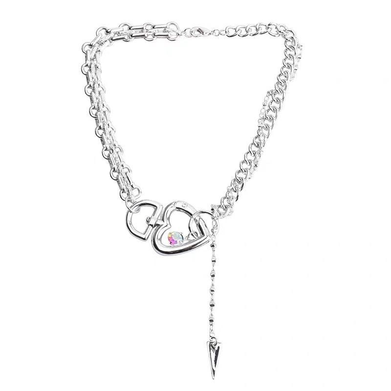 1pc Silver Stainless Steel Charming Clouds, Heart, Lock Pendant Fashionable  Unisex Necklace, Suitable For Daily, Halloween, Christmas, Party And