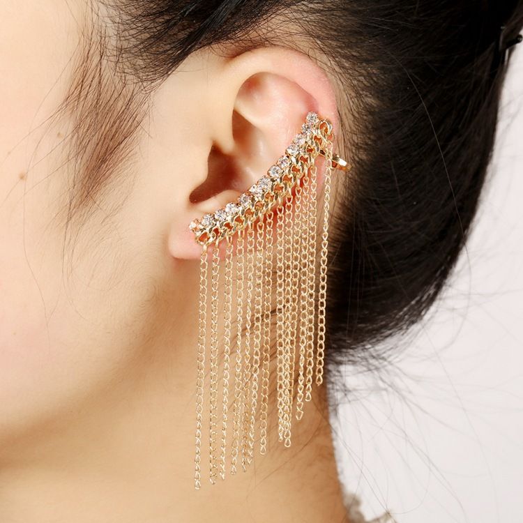 long chain ear cuff earrings