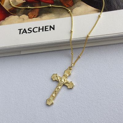 Vintage S925 Silver Cross Necklace Collarbone Chain Necklace