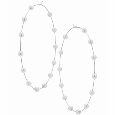 Pearls Big Hoop Earrings for Wedding in Silver
