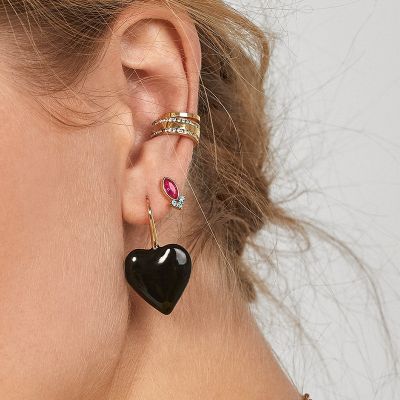 Black Heart Dangle Drop Earring Hook Earrings