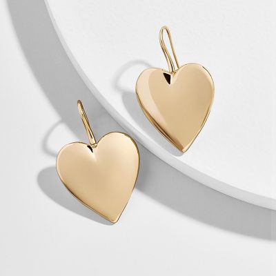 Gold Heart Dangle Drop Earring Hook Earrings