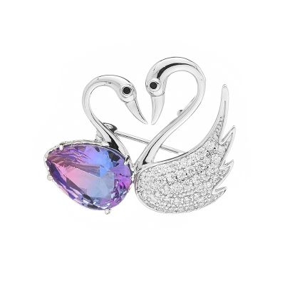 Colored Swan Crystal Brooch Pins for Work
