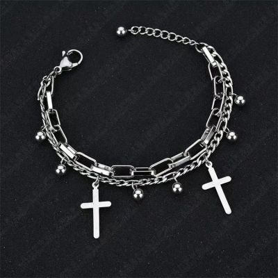 Cross Chunky Bracelets Gotheic Layered Bracelets