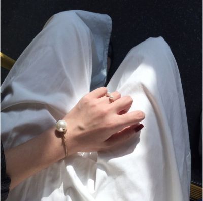 Cute Pearls Rhinestone Rings Adjustable Ring Set in Rose Gold