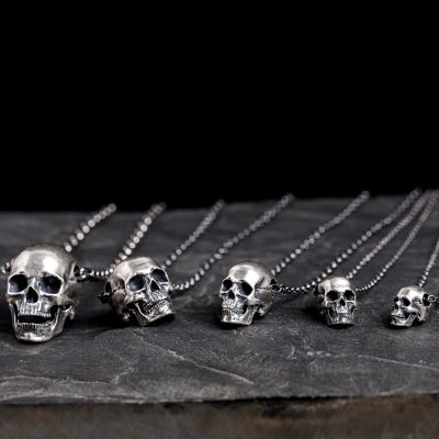 Goth Series S925 Sterling Silver Punk Retro Skull Pendant Necklace Set 6-Pack