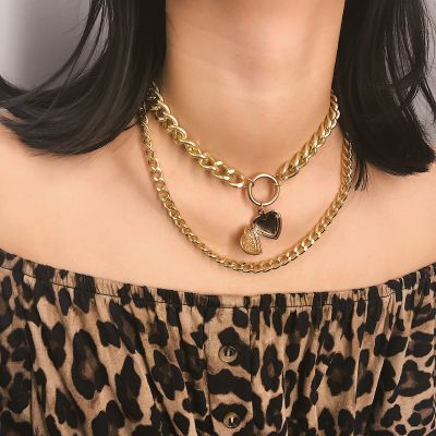 Heart Locket Layered Necklace Gift for Friend Famliy Girlfriend