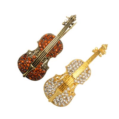 Luxury Violin Rhinestones Women Pins Brooch