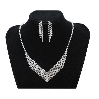Rhinestones Jewelry Set Bridal Jewelry Necklace and Earring Set