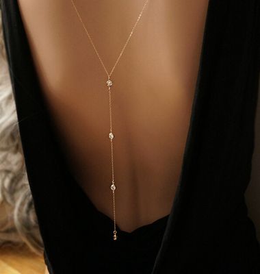 Rhinestones Liner Back Necklace Sexy Birdal Body Chain