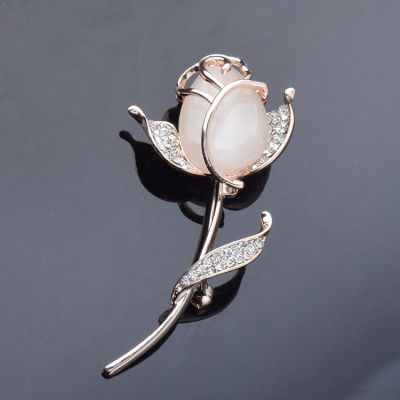 Rose Opal Brooch Pins Bridal Jewelry
