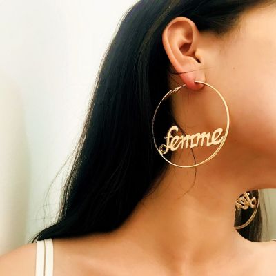 Sexy Hollow-out Letter Big Hoop Earrings Party Statement Earring