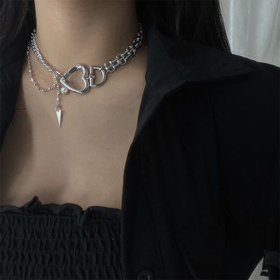 Silver Fashion Crystal Heart Choker Necklace Chain for Party
