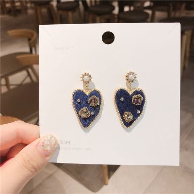 Cute Heart Drop Earrings Sterling Silver Stud Earrings