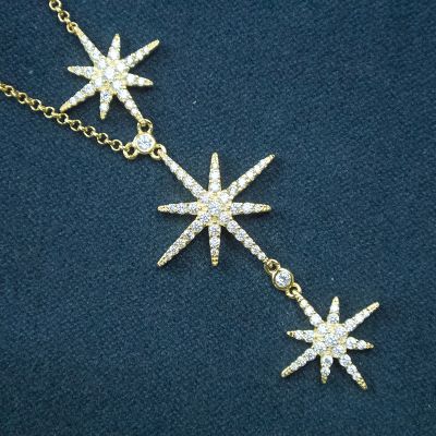 Triple Star 925 Sterling Silver Necklace